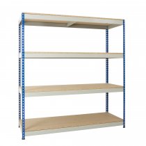 Heavy Duty Racking | 1830h x 1525w x 610d mm | Chipboard Shelves | 500kg Max Weight per Shelf | 4 Levels | Blue & Grey | TradeMax UHD