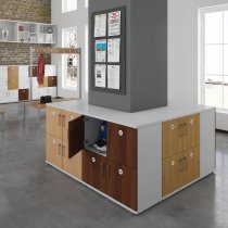 Wooden Office Locker | 4 Doors | 867 x 800 x 426mm | Walnut