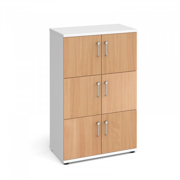 Wooden Office Locker | 6 Doors | 1267 x 800 x 426mm | Beech