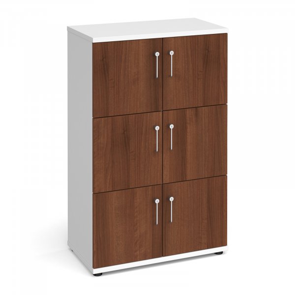 Wooden Office Locker | 6 Doors | 1267 x 800 x 426mm | Walnut