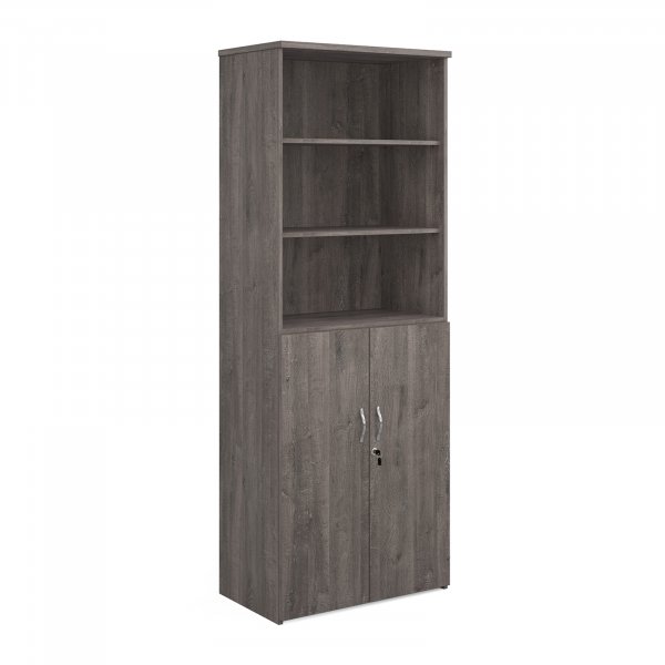 Combination Unit | 2140mm High | 5 Shelves | Open Top | Grey Oak | Universal