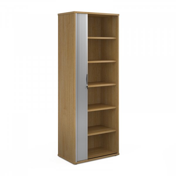 Tambour Door Cupboard | 2140mm High | 5 Shelves | Oak | Universal