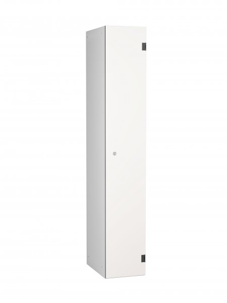 Shockproof Laminate Door Locker | Single Overlay Door | 1780 x 305 x 390mm | Silver Carcass | Cam Lock | Pearly White Door | ShockBox