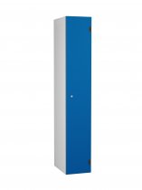 Shockproof Laminate Door Locker | Single Overlay Door | 1780 x 305 x 390mm | Silver Carcass | Cam Lock | Electric Blue Door | ShockBox