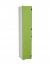 Shockproof Laminate Door Locker | 2 Overlay Doors | 1780 x 305 x 390mm | Silver Carcass | Cam Lock | Lime Green Doors | ShockBox