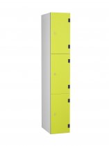 Shockproof Laminate Door Locker | 3 Overlay Doors | 1780 x 305 x 390mm | Silver Carcass | Cam Lock | Lime Yellow Doors | ShockBox