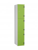 Shockproof Laminate Door Locker | 3 Overlay Doors | 1780 x 305 x 390mm | Silver Carcass | Cam Lock | Lime Green Doors | ShockBox