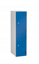 Low Level Shockproof Laminate Door Locker | 2 Overlay Doors | 1220 x 305 x 470mm | Silver Carcass | Cam Lock | Electric Blue Doors | ShockBox