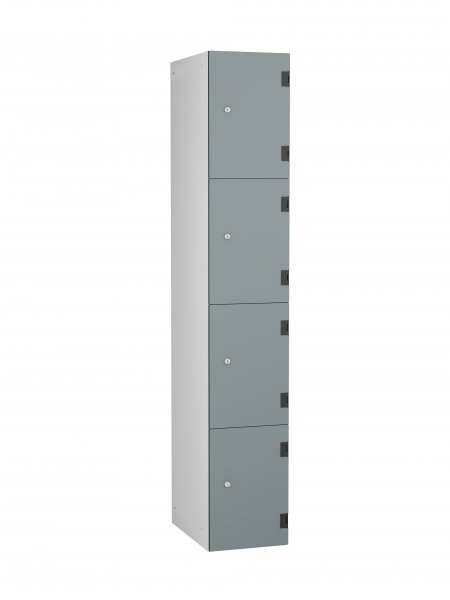 Shockproof Laminate Door Locker | 4 Overlay Doors | 1780 x 305 x 390mm | Silver Carcass | Cam Lock | Dust Doors | Numbered | ShockBox