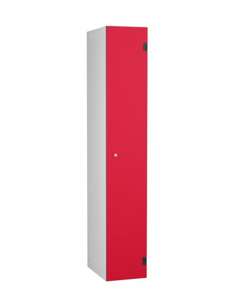 Shockproof Laminate Door Locker | Single Overlay Door | 1780 x 305 x 390mm | Silver Carcass | Hasp & Staple Lock | Red Dynasty Door | ShockBox