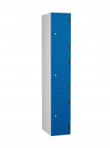 Shockproof Laminate Door Locker | 3 Overlay Doors | 1780 x 305 x 390mm | Silver Carcass | Hasp & Staple Lock | Electric Blue Doors | ShockBox