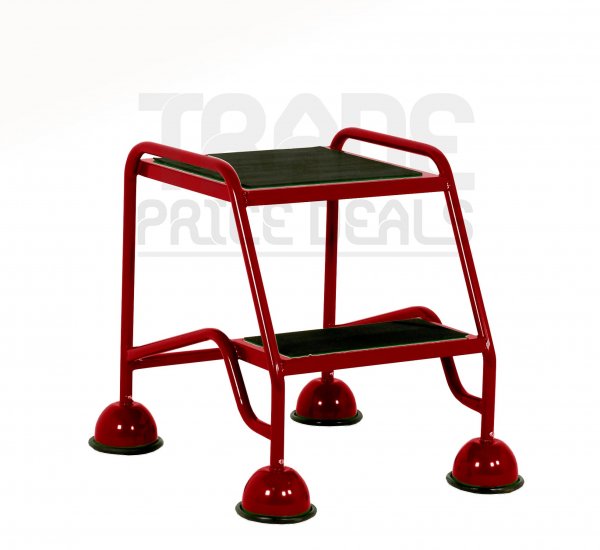 Classic Plus Steps | Platform Height 508mm | No Handrail | Clamped Ribbed Treads | Red | Steptek