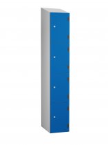 Shockproof Laminate Door Locker | 4 Overlay Doors | 1780 x 305 x 470mm | Silver Carcass | Sloping Top | Cam Lock | Electric Blue Doors | ShockBox