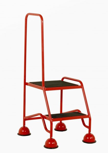 Classic Plus Steps | Platform Height 508mm | Single Rail | Clamped Ribbed Treads | Red | Steptek