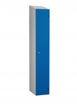 Shockproof Laminate Door Locker | Single Overlay Door | 1780 x 305 x 470mm | Silver Carcass | Sloping Top | Hasp & Staple Lock | Electric Blue Door | ShockBox
