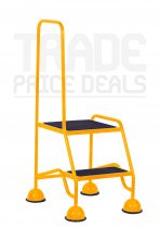 Classic Plus Steps | Platform Height 508mm | Single Rail | Clamped Ribbed Treads | Yellow | Steptek