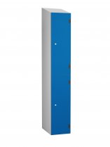 Shockproof Laminate Door Locker | 2 Overlay Doors | 1780 x 305 x 470mm | Silver Carcass | Sloping Top | Hasp & Staple Lock | Electric Blue Doors | ShockBox