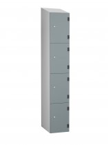 Shockproof Laminate Door Locker | 4 Overlay Doors | 1780 x 305 x 390mm | Silver Carcass | Sloping Top | Hasp & Staple Lock | Dust Doors | Numbered | ShockBox