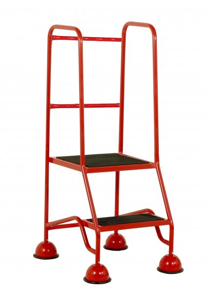 Classic Plus Steps | Platform Height 508mm | Full Handrail | Clamped Ribbed Treads | Red | Steptek