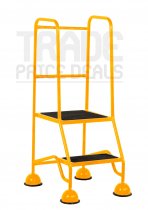 Classic Plus Steps | Platform Height 508mm | Full Handrail | Clamped Ribbed Treads | Yellow | Steptek