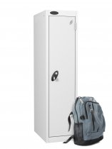 Low Height Metal Storage Locker | Single Door | 1210 x 305 x 305mm | White Carcass | White Door | Hasp & Staple Lock | Probe
