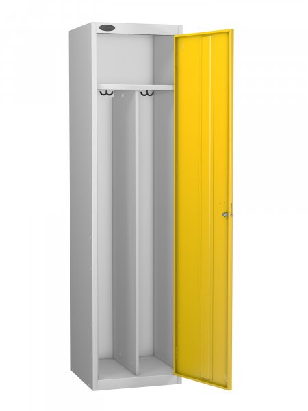 Clean & Dirty Locker | Single Door | 1780 x 460 x 460mm | Silver Carcass | Yellow Door | Hasp & Staple Lock | Probe