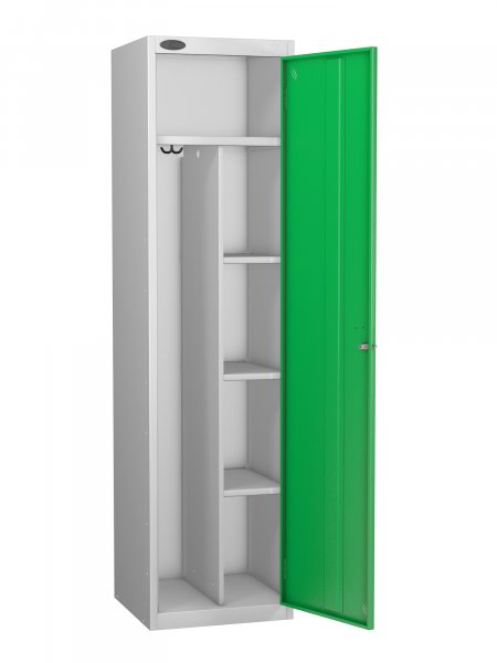 Uniform Locker | Single Door | 1780 x 460 x 460mm | Silver Carcass | Green Door | Cam Lock | Probe