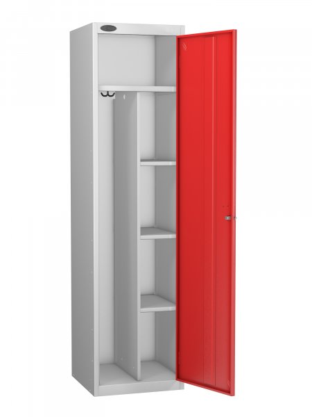 Uniform Locker | Single Door | 1780 x 460 x 460mm | Silver Carcass | Red Door | Cam Lock | Probe