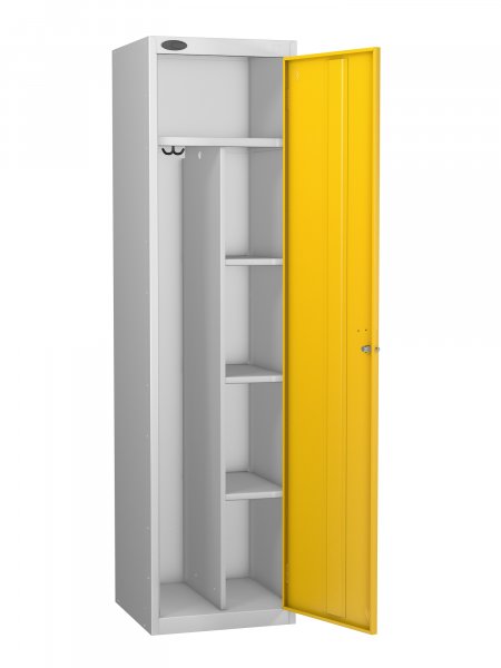 Uniform Locker | Single Door | 1780 x 460 x 460mm | Silver Carcass | Yellow Door | Hasp & Staple Lock | Probe