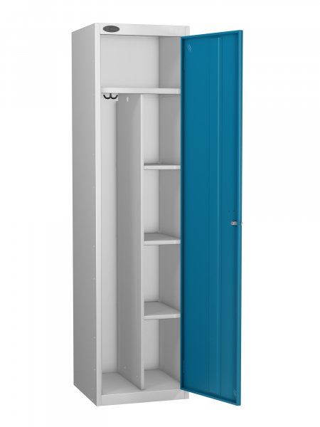 Uniform Locker | Single Door | 1780 x 460 x 460mm | Silver Carcass | Blue Door | Hasp & Staple Lock | Probe