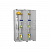 Nest of 2 Uniform Lockers | Single Door | 1780 x 460 x 460mm | Silver Carcass | Silver Door | Hasp & Staple Lock | Probe