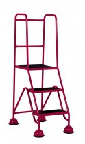 Classic Plus Steps | Platform Height 762mm | Full Handrail | Clamped Ribbed Treads | Red | Steptek