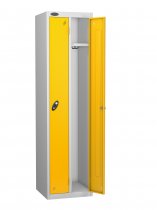 Twin Locker | 1780 x 460 x 460mm | Silver Carcass | Yellow Doors | Hasp & Staple Lock | Probe