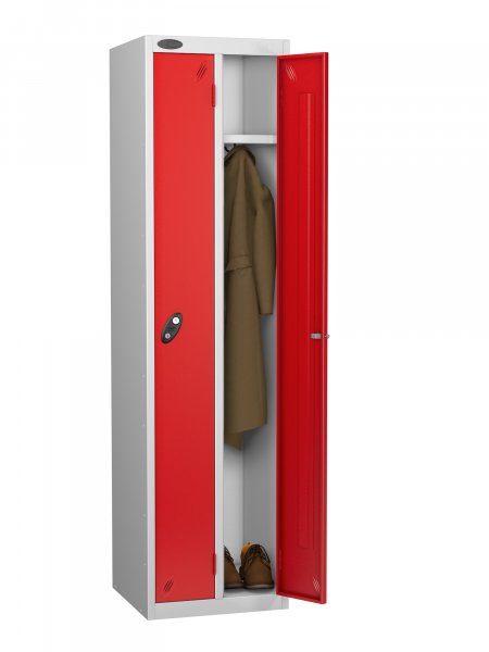 Twin Locker | 1780 x 460 x 460mm | Silver Carcass | Red Doors | Hasp & Staple Lock | Probe