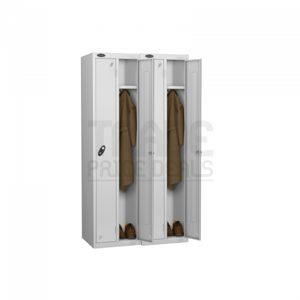 Nest of 2 Twin Lockers | 1780 x 460 x 460mm | Silver Carcass | Silver Doors | Cam Lock | Probe