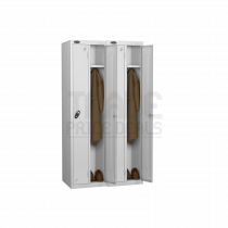 Nest of 2 Twin Lockers | 1780 x 460 x 460mm | Silver Carcass | Silver Doors | Hasp & Staple Lock | Probe
