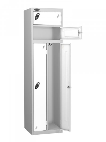 2 Person Locker | 1780 x 460 x 460mm | Silver Carcass | White Doors | Hasp & Staple Lock | Probe