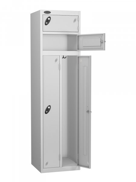 2 Person Locker | 1780 x 460 x 460mm | Silver Carcass | Silver Doors | Hasp & Staple Lock | Probe