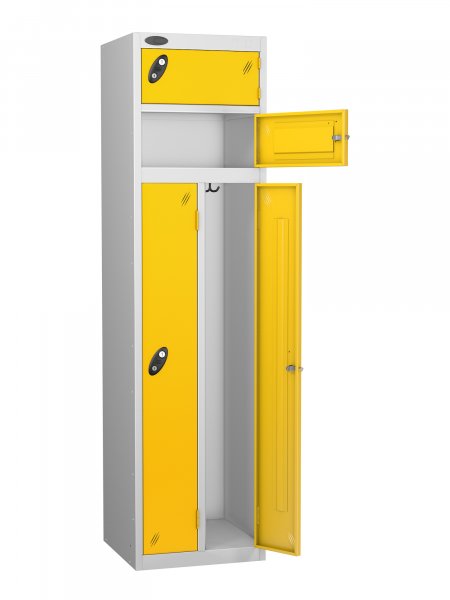 2 Person Locker | 1780 x 460 x 460mm | Silver Carcass | Yellow Doors | Hasp & Staple Lock | Probe