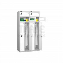 2 Person Lockers | Nest of 2 | 1780 x 460 x 460mm | Silver Carcass | White Doors | Cam Lock | Probe