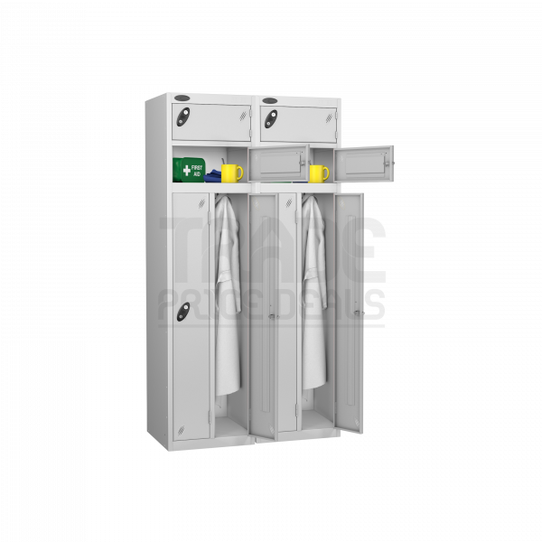 2 Person Lockers | Nest of 2 | 1780 x 460 x 460mm | Silver Carcass | Silver Doors | Cam Lock | Probe