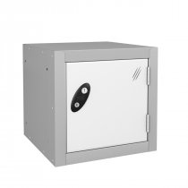 Cube Locker | 305 x 305 x 305mm | Silver Carcass | White Door | Hasp & Staple Lock | Probe
