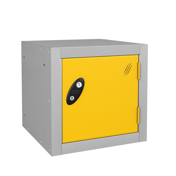 Cube Locker | 380 x 380 x 380mm | Silver Carcass | Yellow Door | Hasp & Staple Lock | Probe