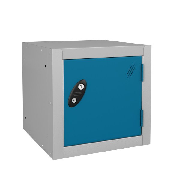 Cube Locker | 380 x 380 x 380mm | Silver Carcass | Blue Door | Hasp & Staple Lock | Probe