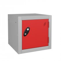 Cube Locker | 460 x 460 x 460mm | Silver Carcass | Red Door | Hasp & Staple Lock | Probe