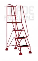 Classic Plus Steps | Platform Height 1016mm | Full Handrail | Ribbed Treads | Red | Steptek