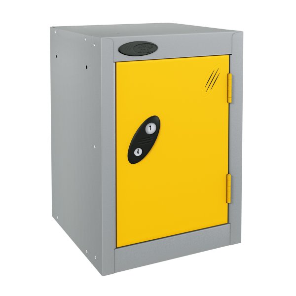 Quarto Locker | 480 x 305 x 305mm | Silver Carcass | Yellow Door | Cam Lock | Probe