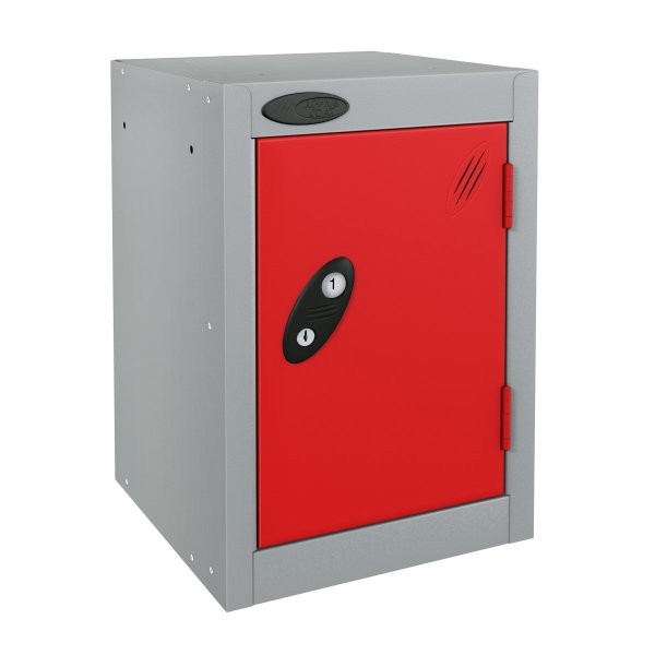 Quarto Locker | 480 x 305 x 305mm | Silver Carcass | Red Door | Cam Lock | Probe