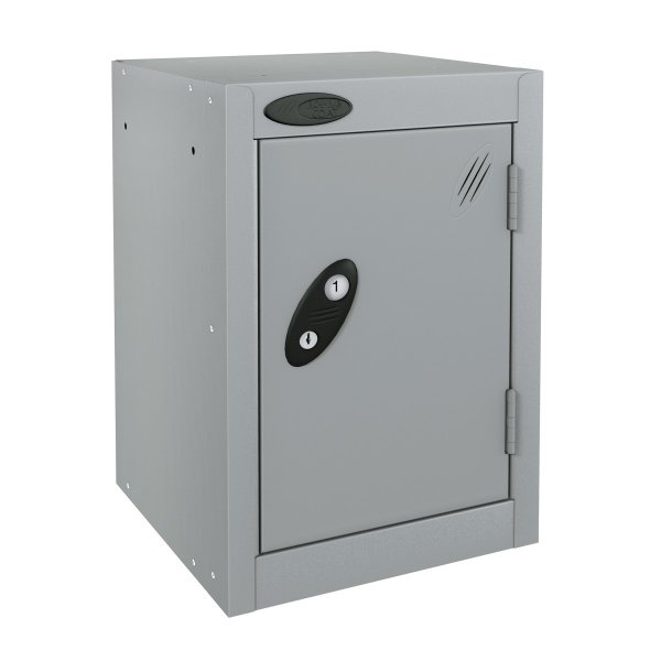 Quarto Locker | 480 x 305 x 305mm | Silver Carcass | Silver Door | Hasp & Staple Lock | Probe