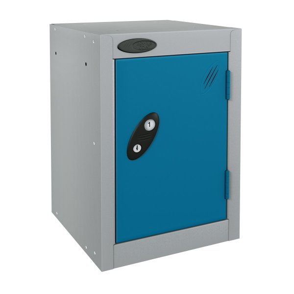 Quarto Locker | 480 x 305 x 460mm | Silver Carcass | Blue Door | Hasp & Staple Lock | Probe